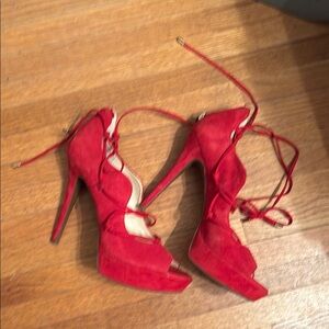 Jessica Simpson Red Elegant Suede Heels
